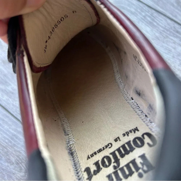 FINN COMFORT Dijon Burgundy/Red Leather Lace Up Loafers Made In Germany - Picture 9 of 16